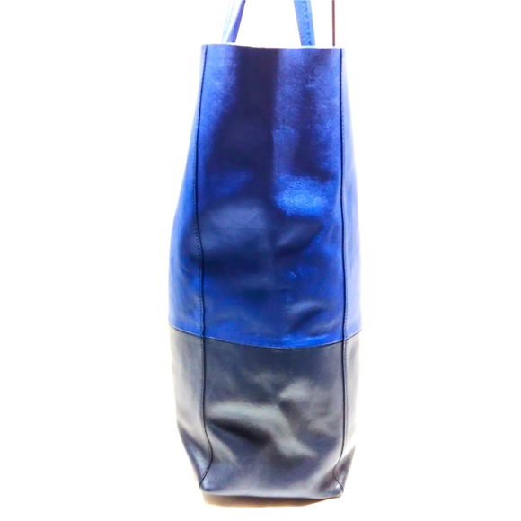 Auth Celine Two Tone Bicolor Blues Vertical Cabas Shopper Tote Bag - Picture 2 of 15
